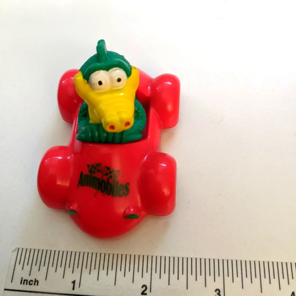 Vintage Hardee's Animobiles Toys 1996 Collectible Pair of Croc driving red cars